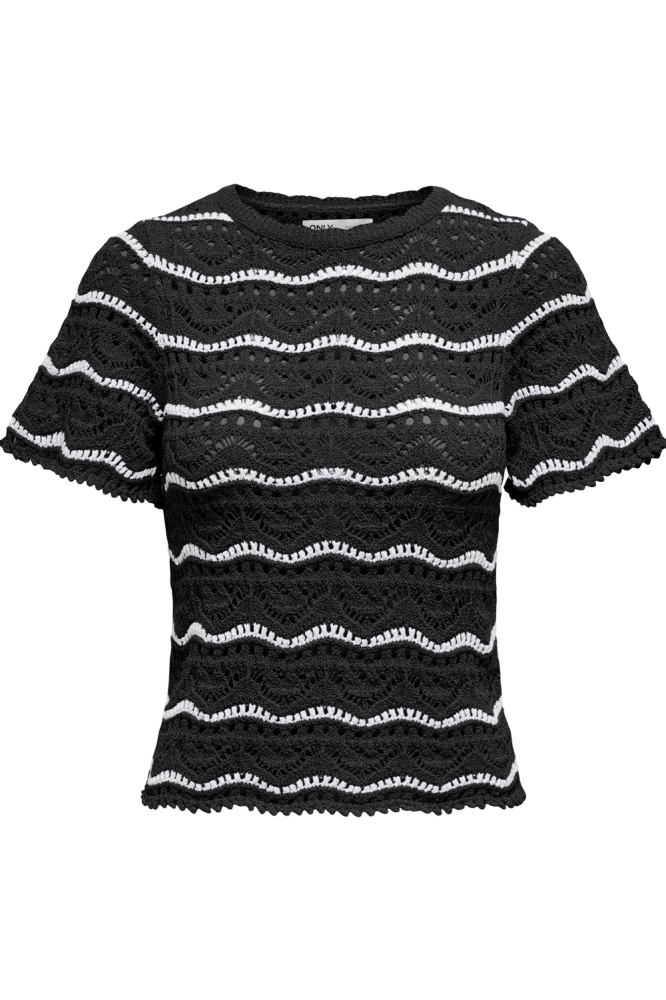 ONLANNASOFIA LIFE SS STRIPE O-NECK 15318123 BLACK/CLOUD DANCER